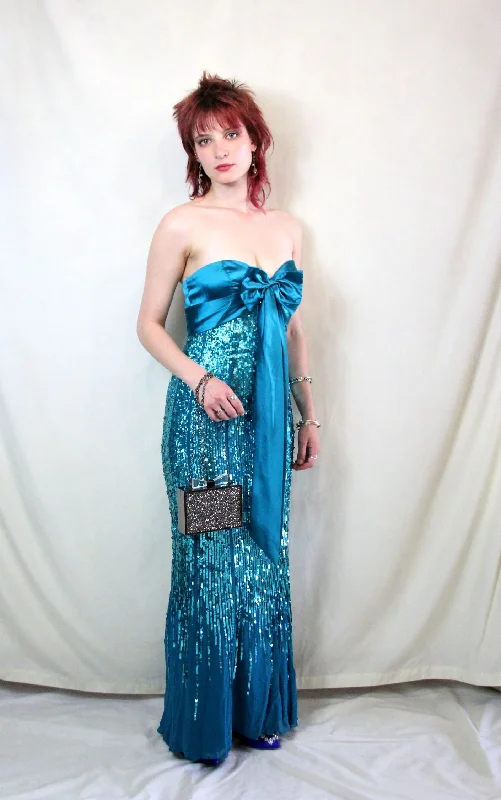 Vintage Frank Usher Jade Green Sequin Dress