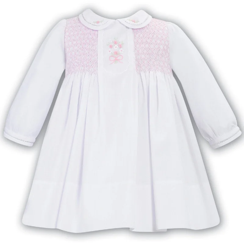 SARAH LOUISE -  Smocked Bow Dress - White