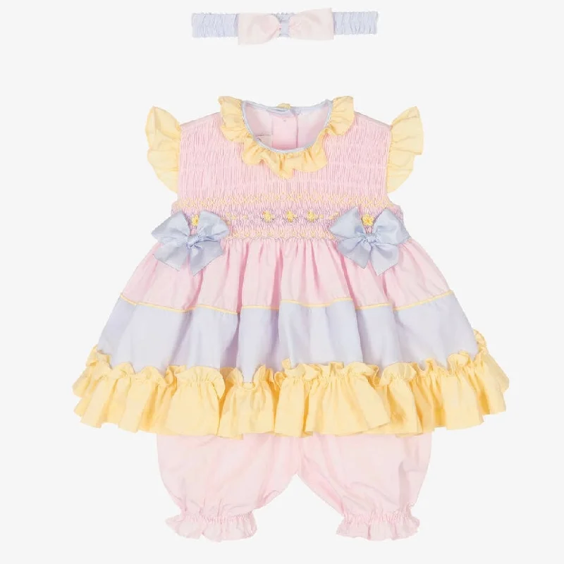 PRETTY ORIGINALS - Smocked Dress Set & Hairband  - Multi