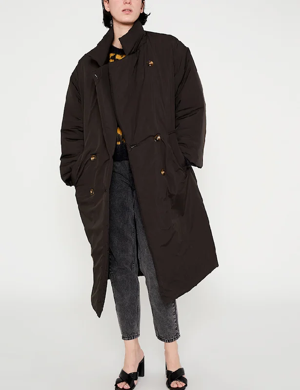 Puffer Trench Coat - Black