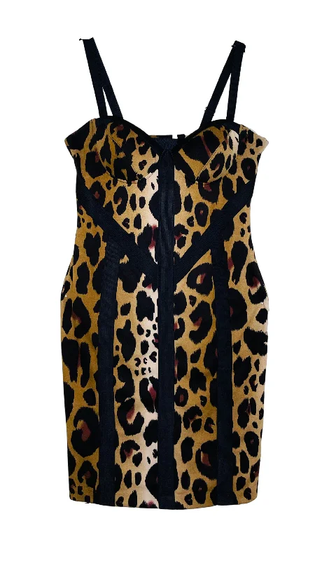 Leopard Print Midi Cocktail Dress