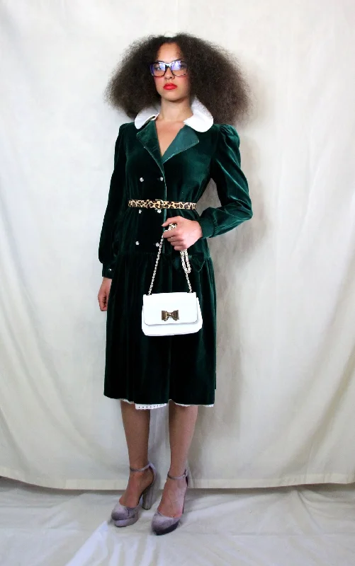 RENT Vintage Couture Green Velvet Dress