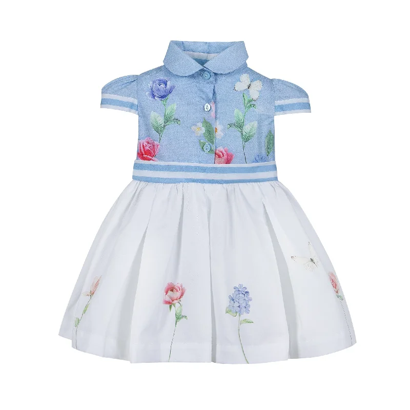 LAPIN HOUSE - Blue Stripe Bow Dress - Blue