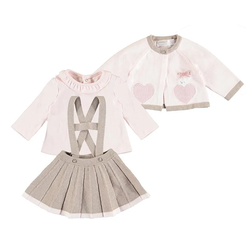 MAYORAL - Pinafore Set With Cardigan - Pink