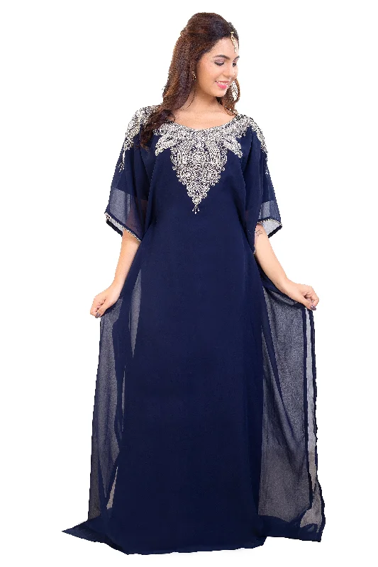 Poncho Dress Navy Blue Long Maxi Gown