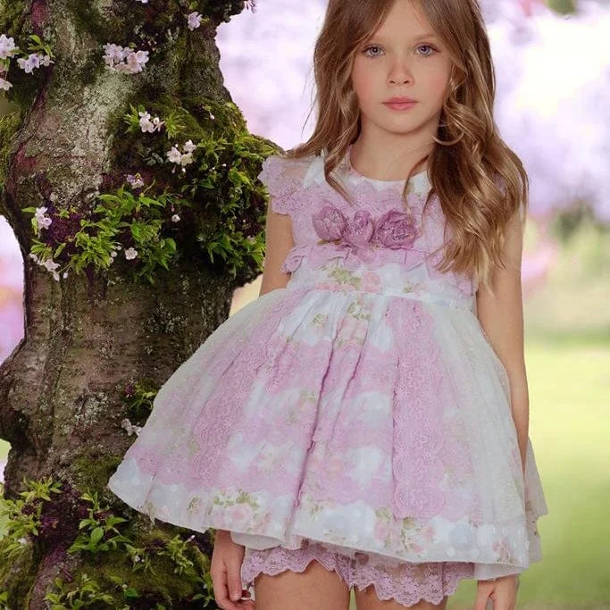 DUERMA SAFILLA - Peacock Puffball Dress & Bloomers - Lilac