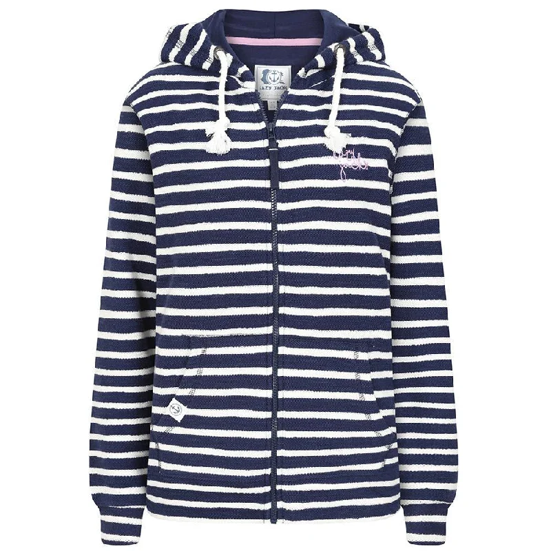 LJ102S - Striped Textured Full Zip Sweatshirt - Marine