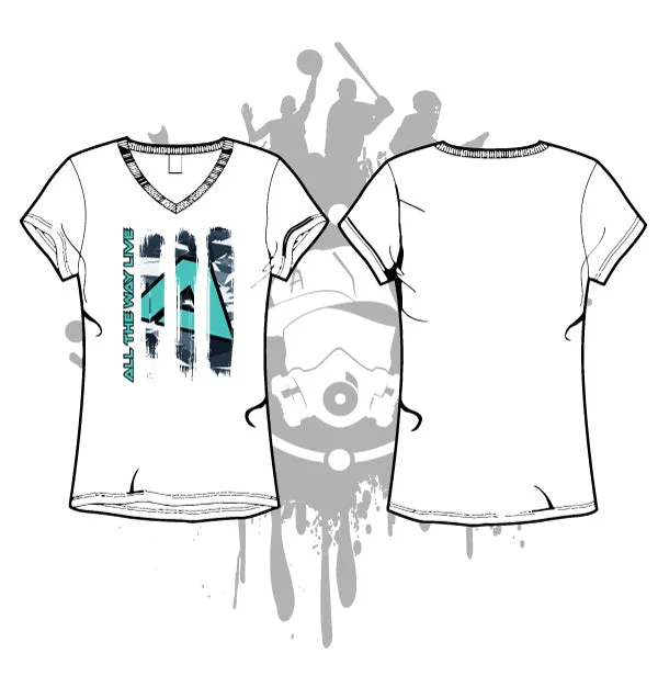 ABSTRACT CAMO WHITE SUB DYE WOMEN'S V-NECK