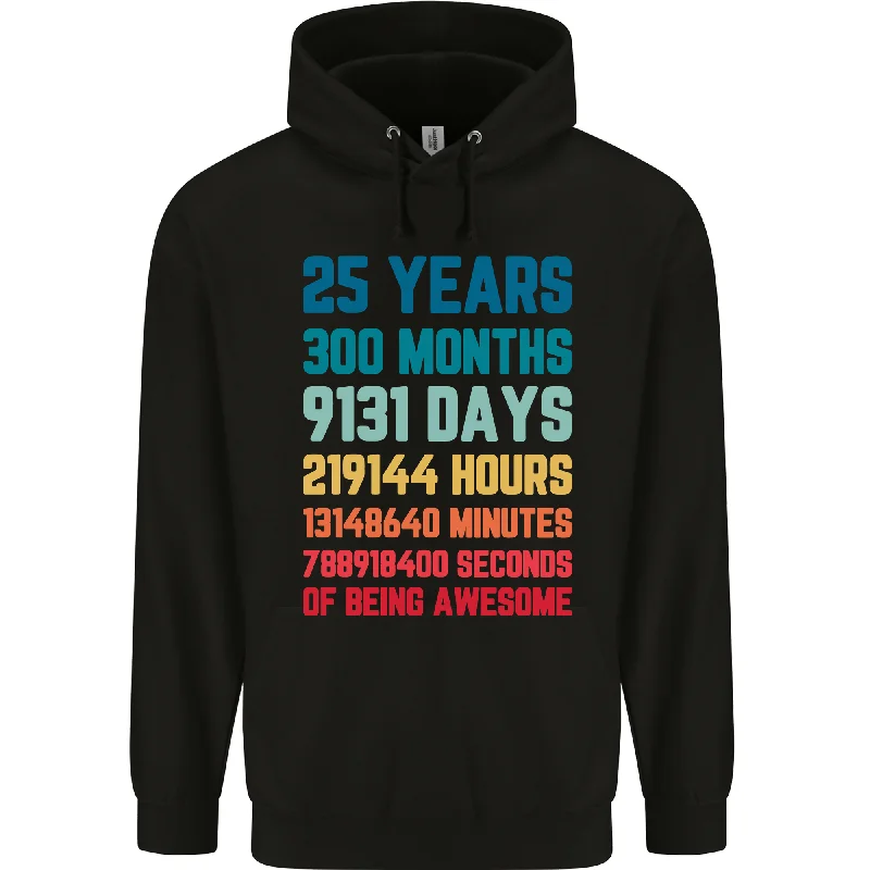 25th Birthday 25 Year Old Mens 80% Cotton Hoodie