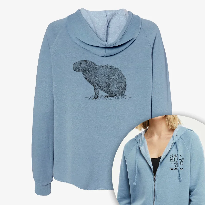 Capybara Profile - Hydrochoerus hydrochaeris - Women's Cali Wave Zip-Up Sweatshirt