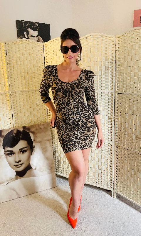 RENT Vintage Y2K Leopard Knitted Mini Dress