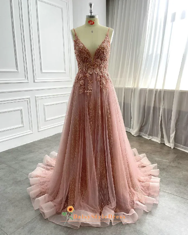 Dusty Pink Sparkle Wedding Dress