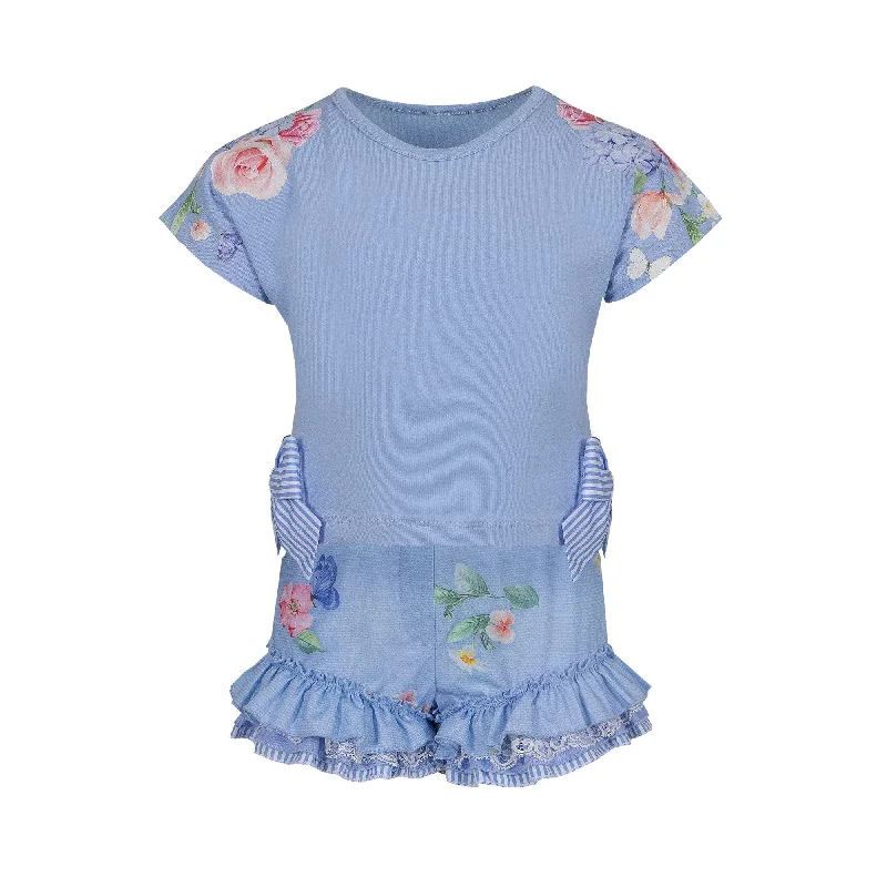 LAPIN HOUSE - Floral Ruffle Short Set - Blue