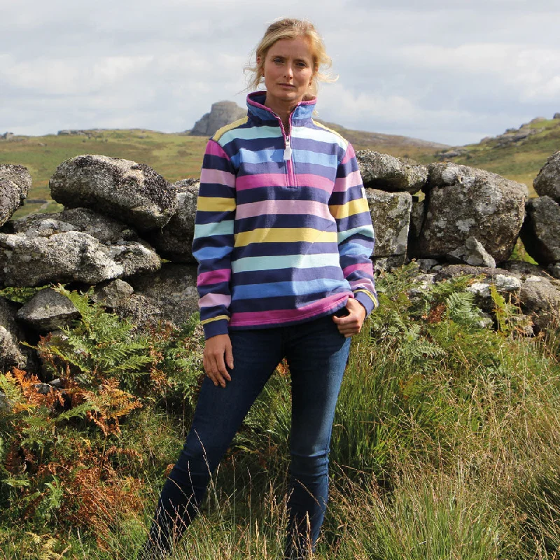 LJ35 - Ladies' Striped 1/4 Zip Sweatshirt - Twilight Multi