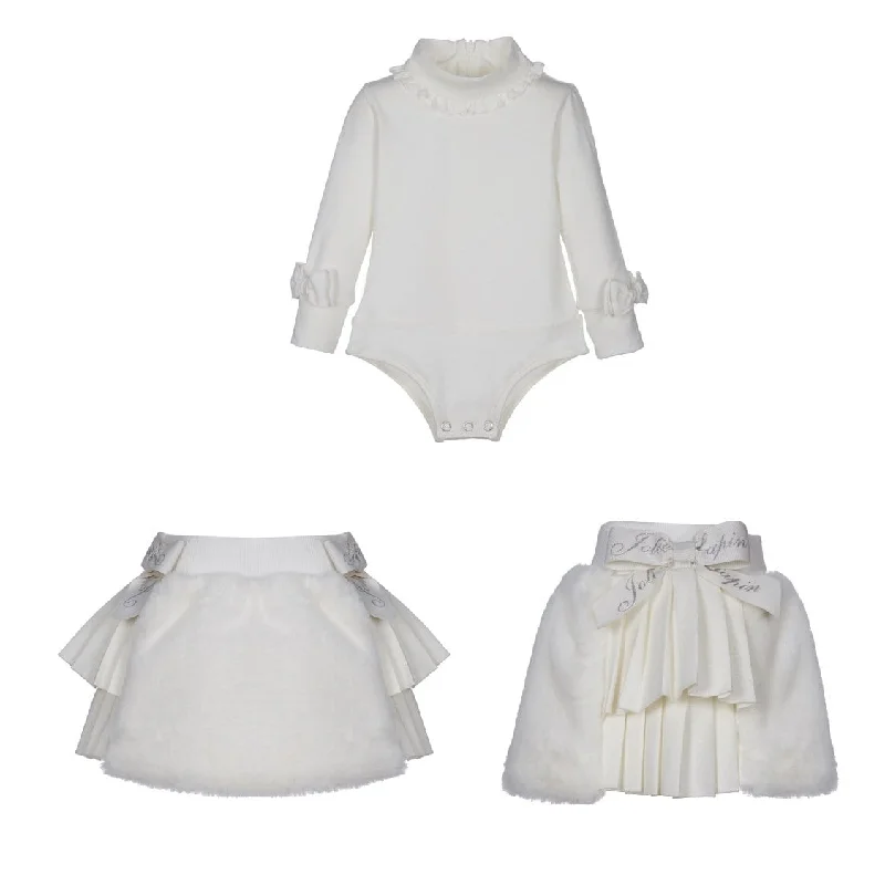 LAPIN HOUSE - Faux Fur Skirt Set - Cream