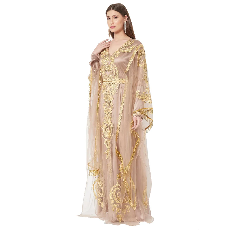 Moroccan Takchita Partywear Coffee-Beige Kaftan