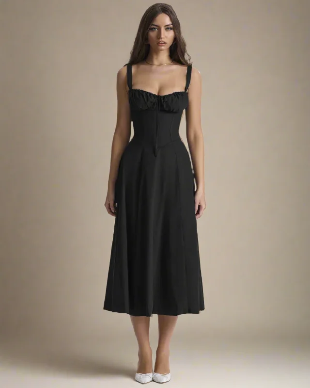 Heidi Milkmaid Dress Black