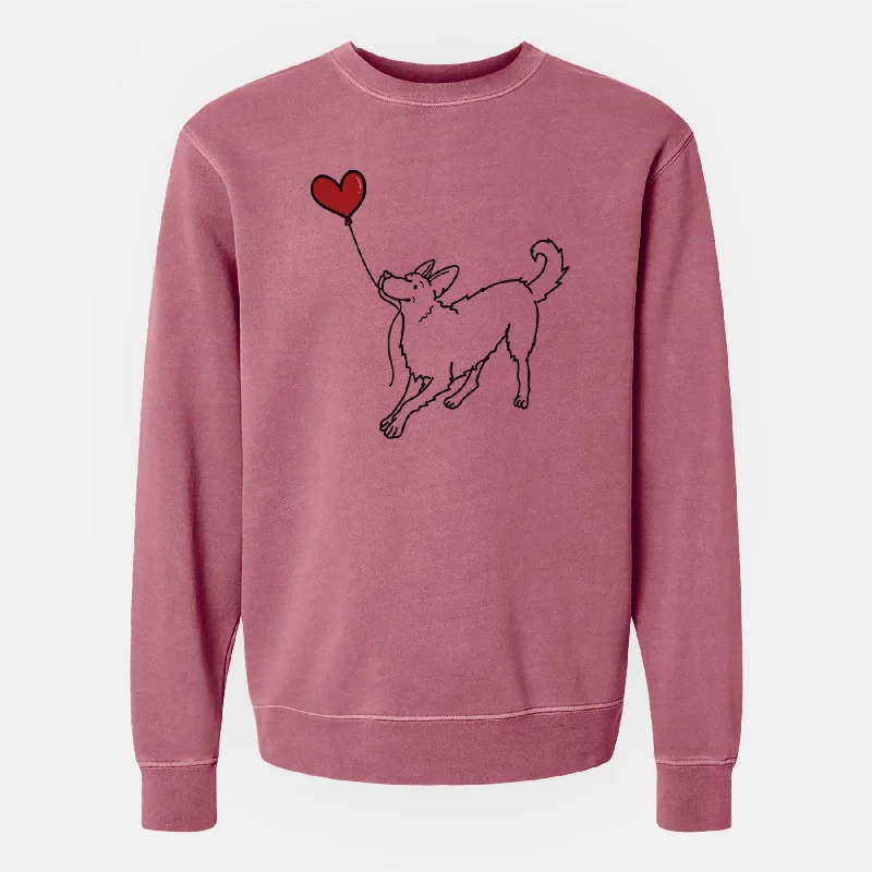 German Shepherd Heart String - Unisex Pigment Dyed Crew Sweatshirt