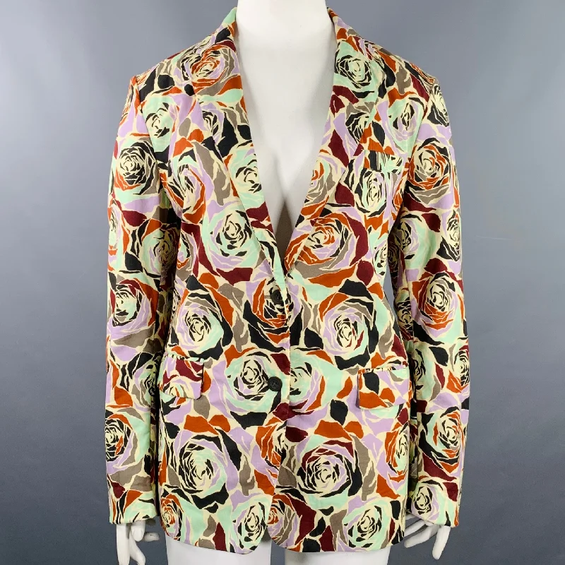 DRIES VAN NOTEN Size 12 Multi Color Cotton Jacket Blazer