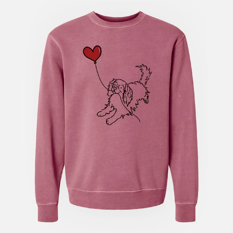 Cavalier King Charles Heart String - Unisex Pigment Dyed Crew Sweatshirt