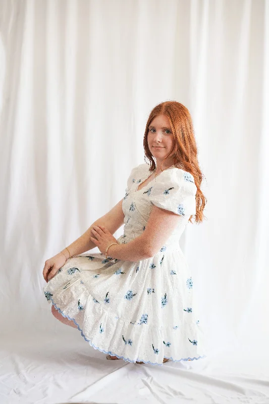 Hydrangea Dreams White Summer Dress