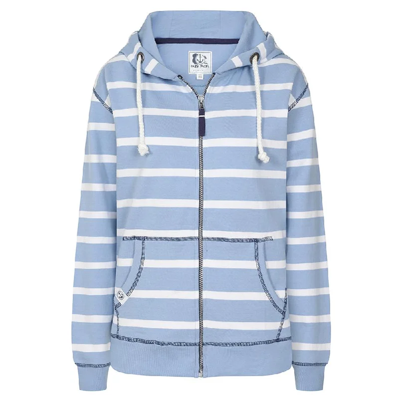 LJ101S - Ladies Striped Full Zip Hoody - Sky