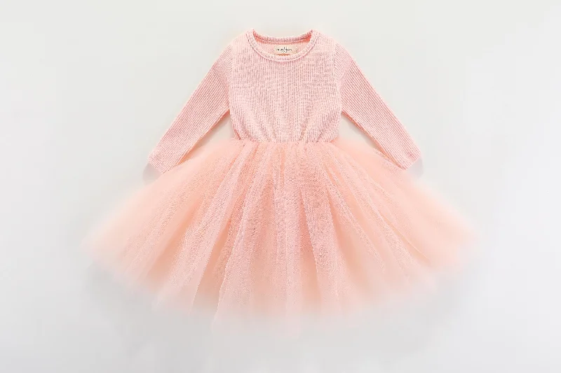 Valentina Long Sleeve Tutu Dress - LIGHT PINK: 0-6M, 6-12M, 1-2Y, 2-3Y, 5-6Y