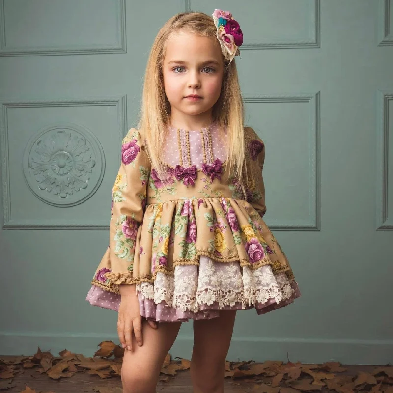 LA AMAPOLA - Lotus Baby Dress  - Mustard