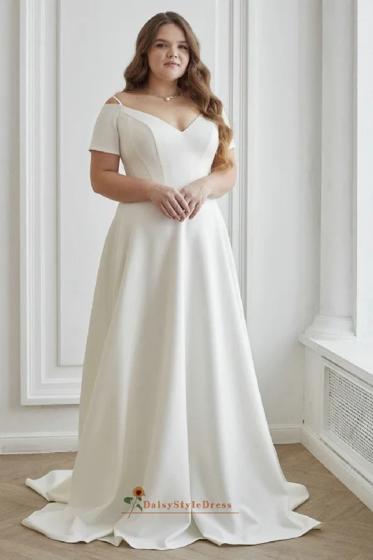 Short Sleeve Plus Size Wedding Dress