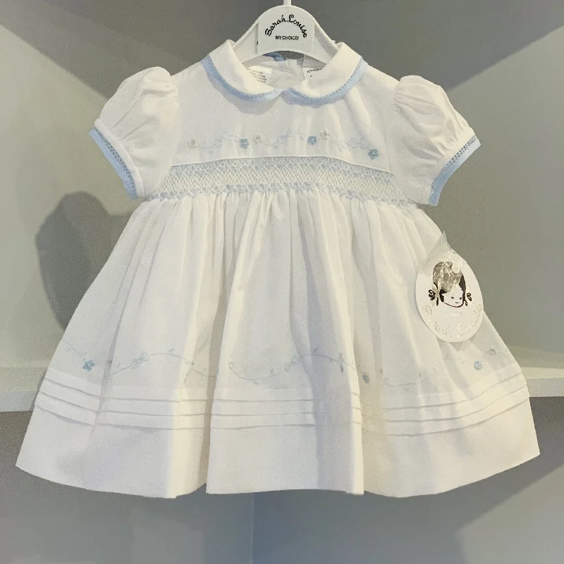 SARAH LOUISE  - Delicate Detail Smock Dress - Blue