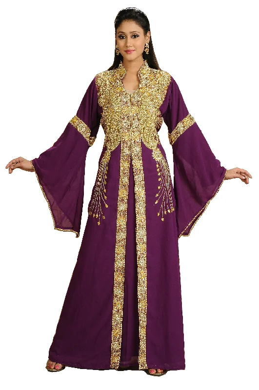 Jellabiya Maxi with Golden Embroidery