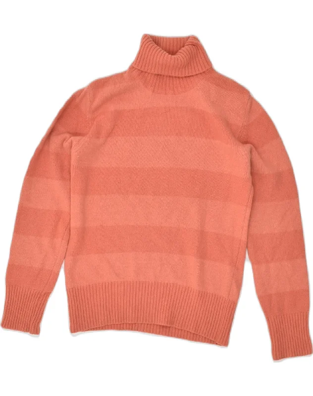 ELLESSE Womens Roll Neck Jumper Sweater UK 14 Large Orange Colourblock