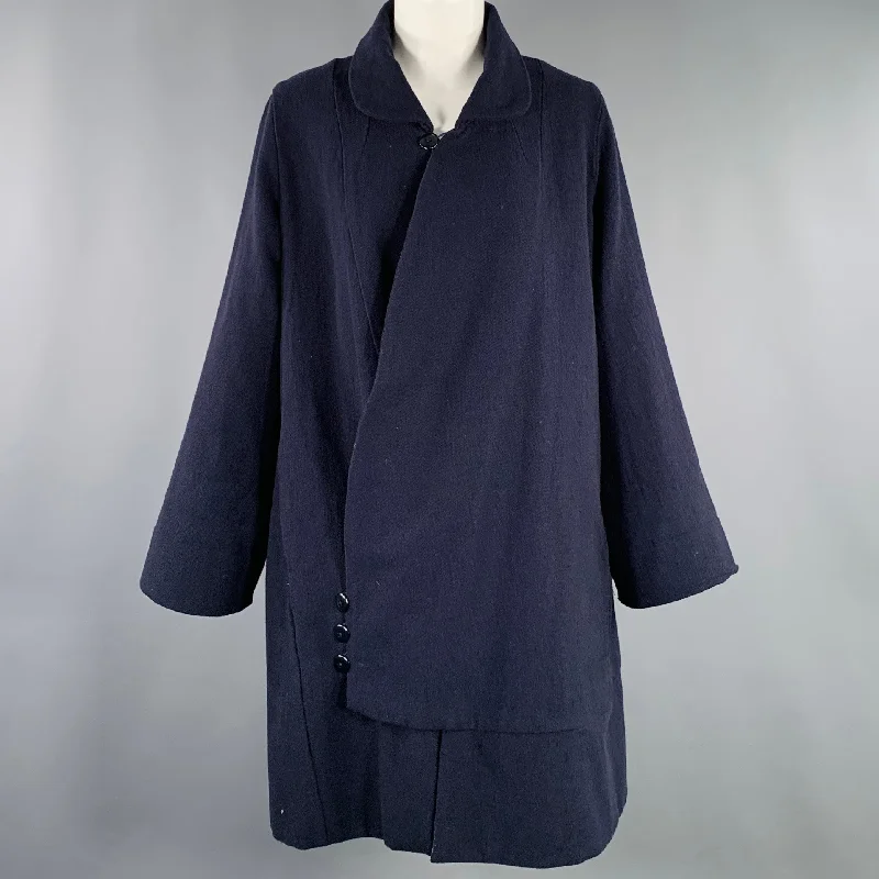 KAPITAL Size S Navy Wool Blend A-Line Coat