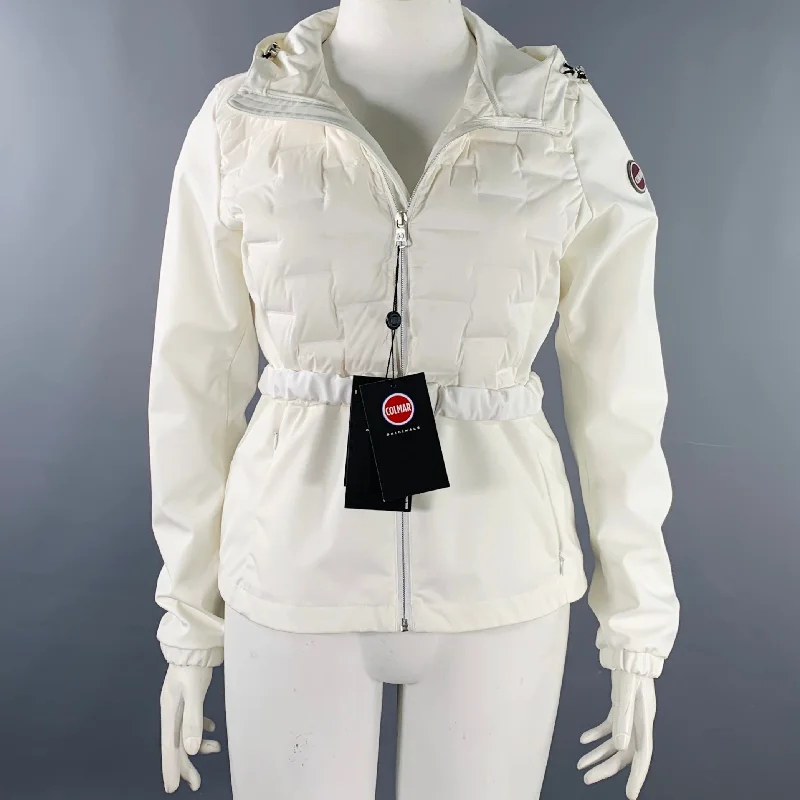 COLMAR Size 12 White Polyester Blend Padded Hooded Jacket