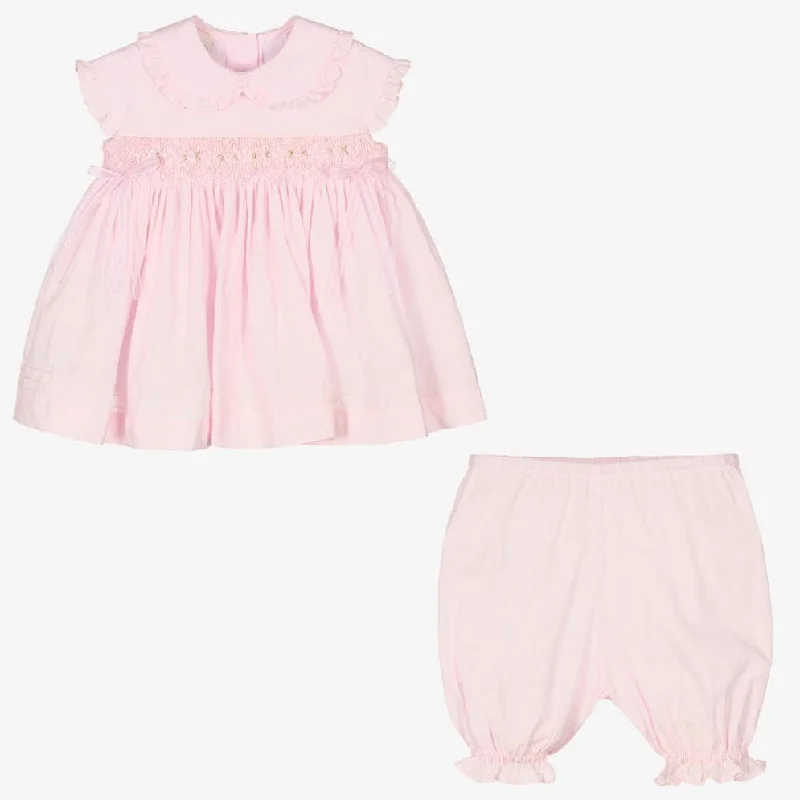 PRETTY ORIGINALS - Smocked Dress Set & Hairband  - Pink