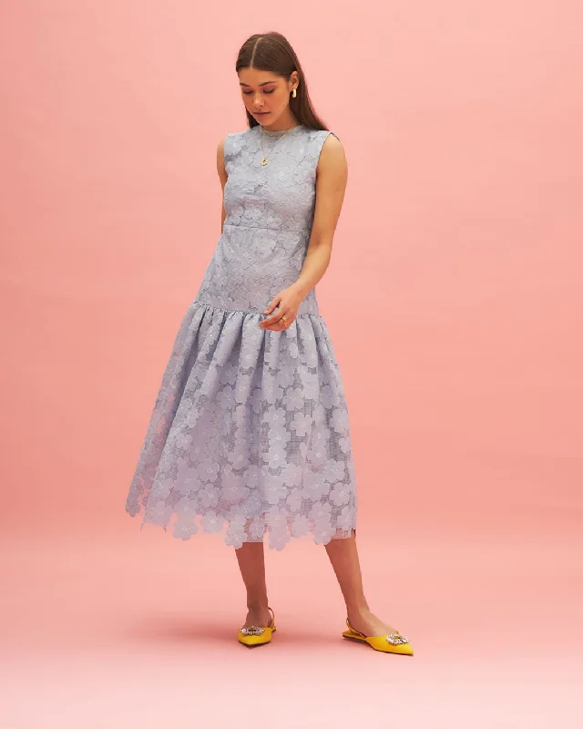 DESERT BLUEBELL GATHERED MIDI DRESS