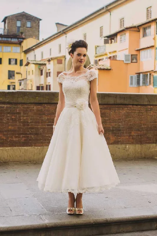 Informal Vintage Ankle Length Wedding Dress