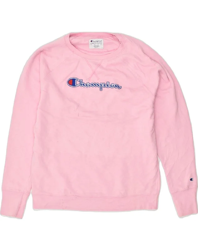 CHAMPION Womens Graphic Sweatshirt Jumper UK 18 XL Pink Cotton