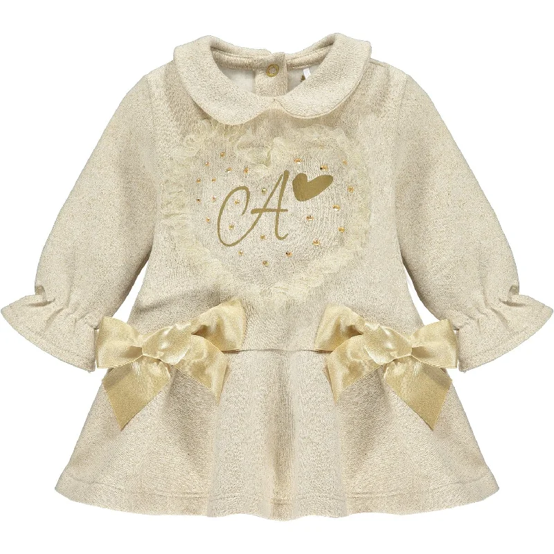 LITTLE A -  Tule Heart Sweat Dress - Gold