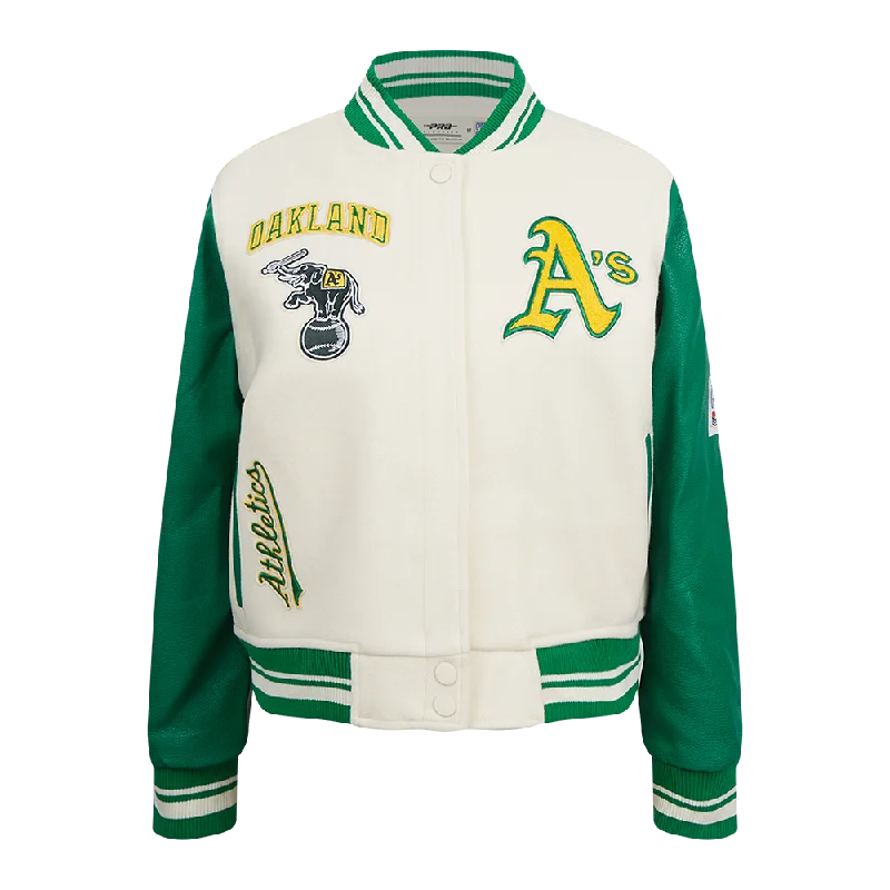 CHAMARRA UNIVERSITARIA MLB OAKLAND ATHLETICS RETRO CLASSICS PARA MUJER