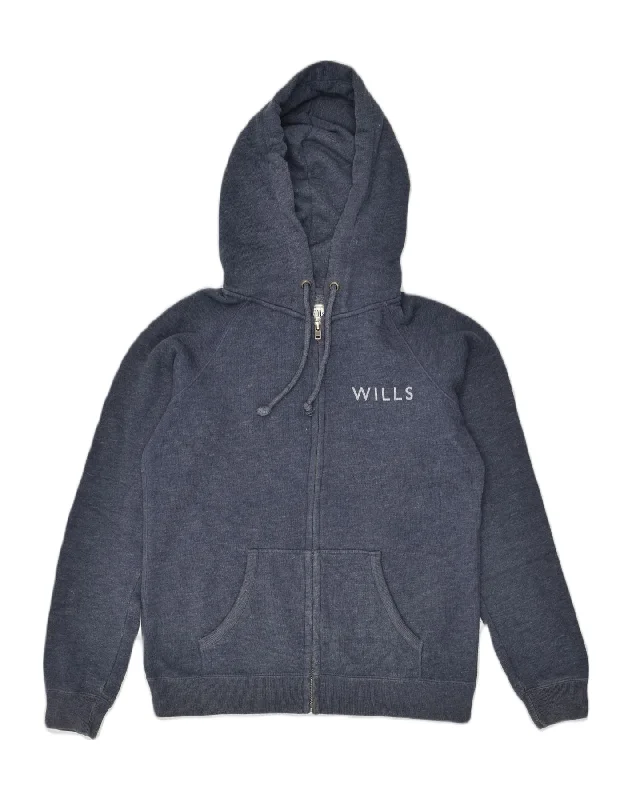 JACK WILLS Womens Zip Hoodie Sweater UK 12 Medium  Navy Blue Cotton