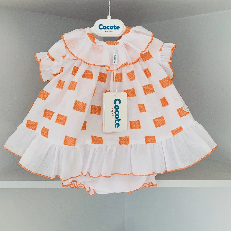 COCOTE ORANGE SQUARE BABY GIRLS DRESS & KNICKERS