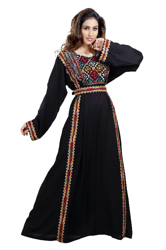 Multicoloured Cross-Stitch Threadwork Embroidery Kaftan