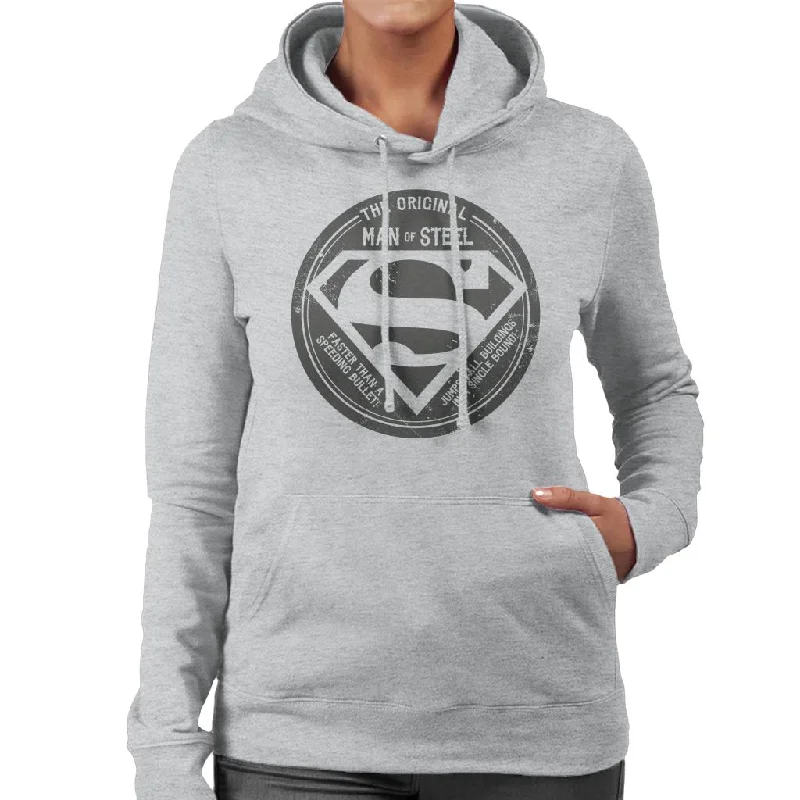 Superman The Original Man Of Steel Retro Women's Hooded Sweatshirt