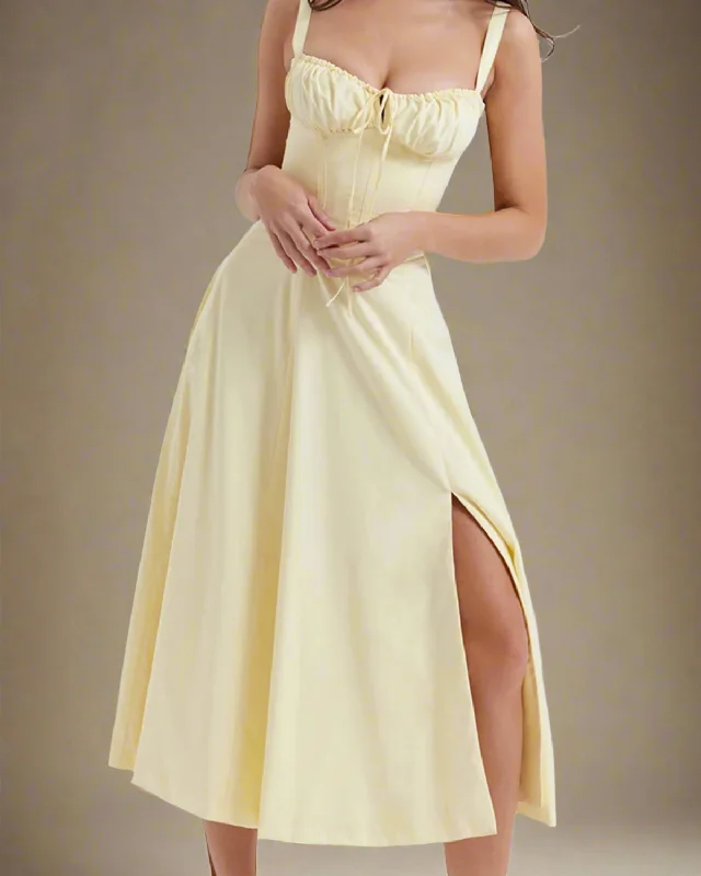 Heidi Yellow Milkmaid Sun Dress