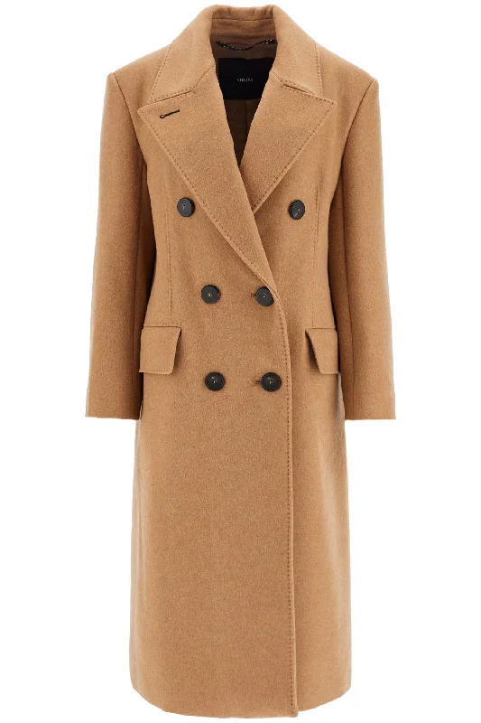 Double-breasted Cashmere And Camel Coat  - Beige