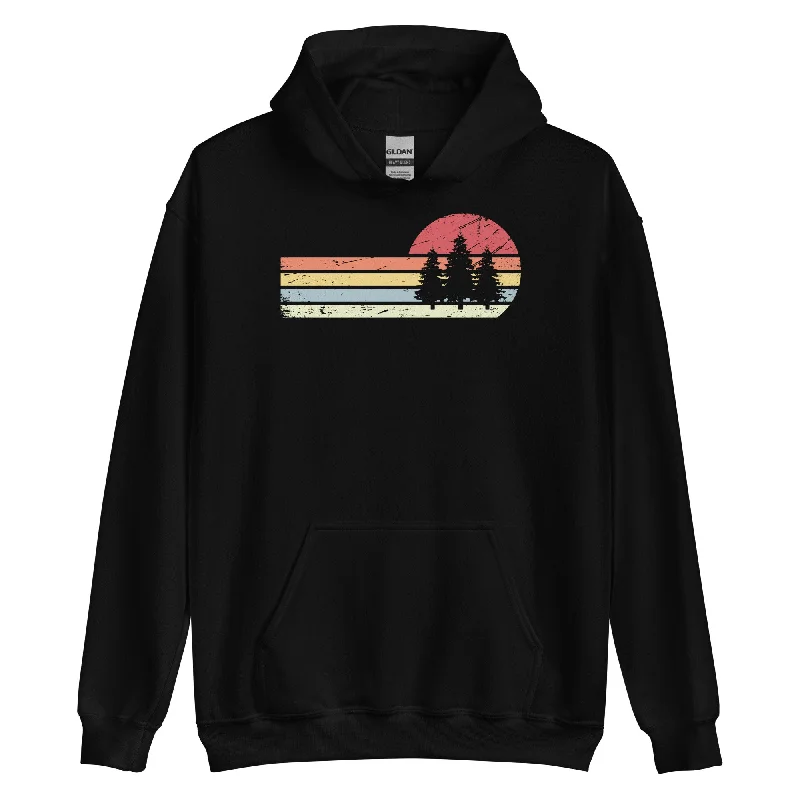 Sonne und Retro Linies - Bäume - Unisex Hoodie