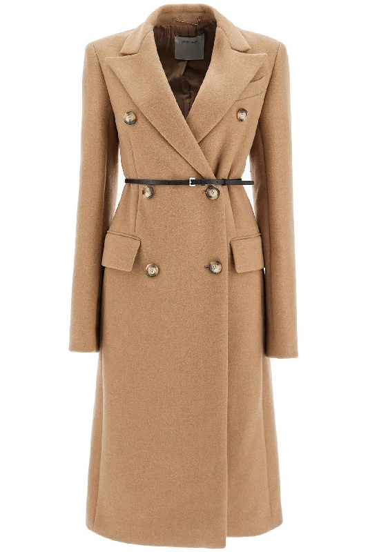 Double-breasted Cashmere Blend Coat  - Beige