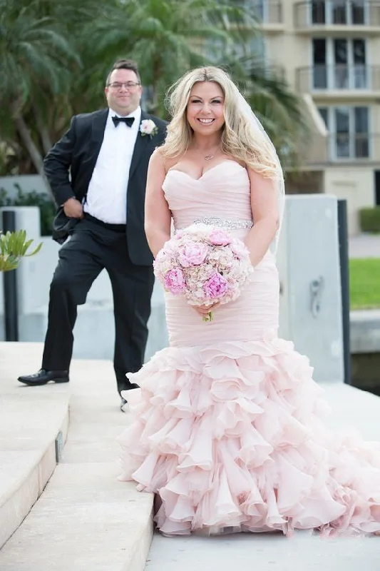 Mermaid Blush Pink Wedding Dress