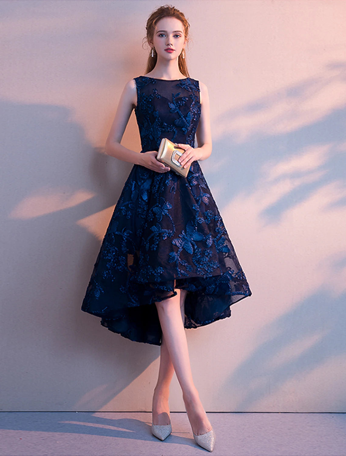 A-Line Cocktail Dresses Minimalist Dress Homecoming Party Wear Asymmetrical Sleeveless Jewel Neck Tulle with Pleats